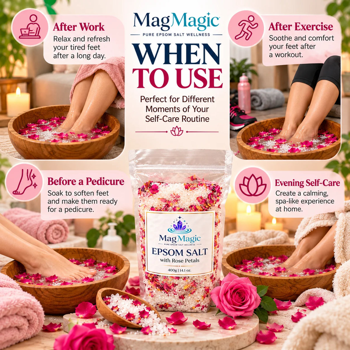 Epsom Salt With Rose Petals