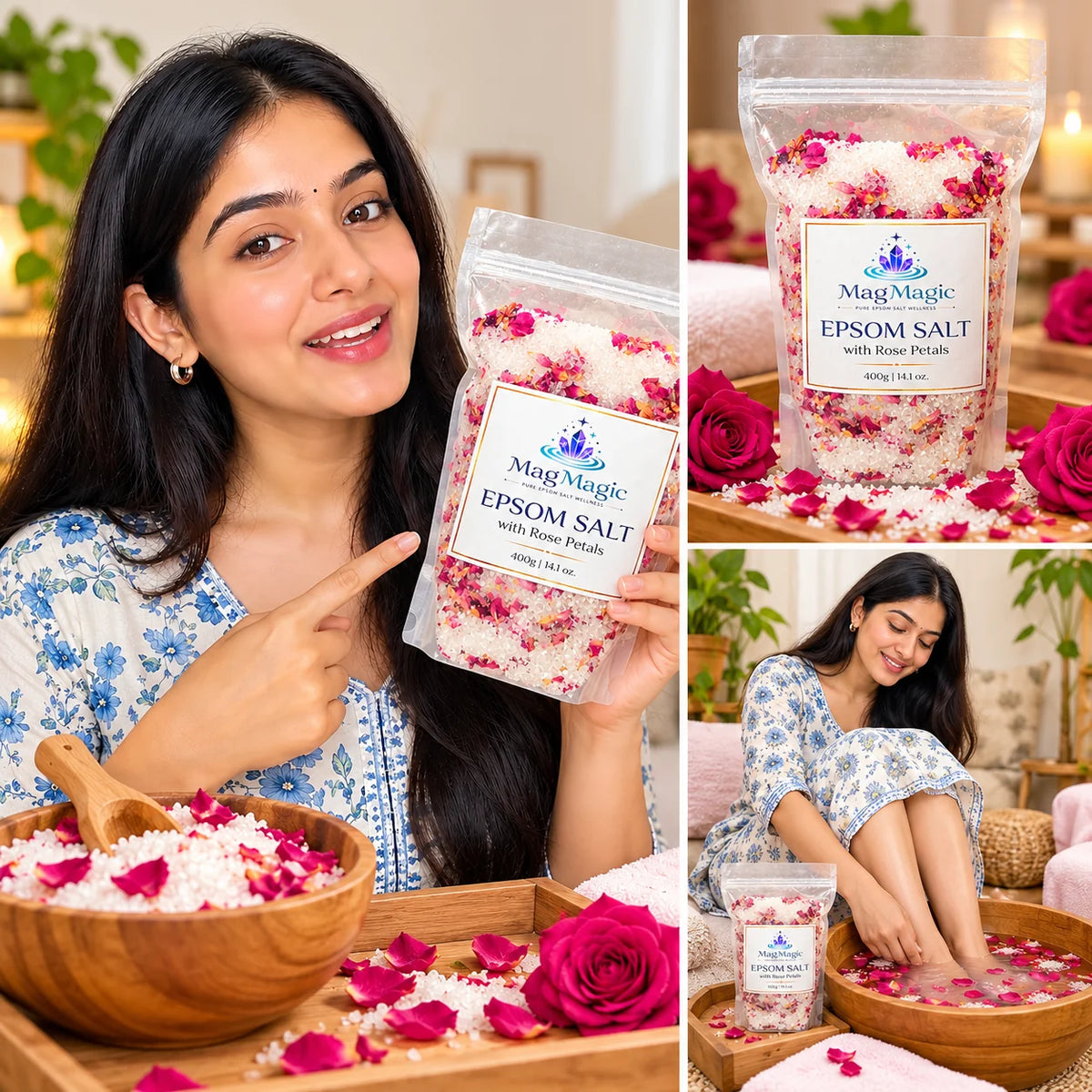 Epsom Salt With Rose Petals
