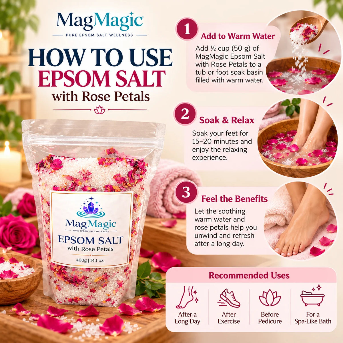Epsom Salt With Rose Petals